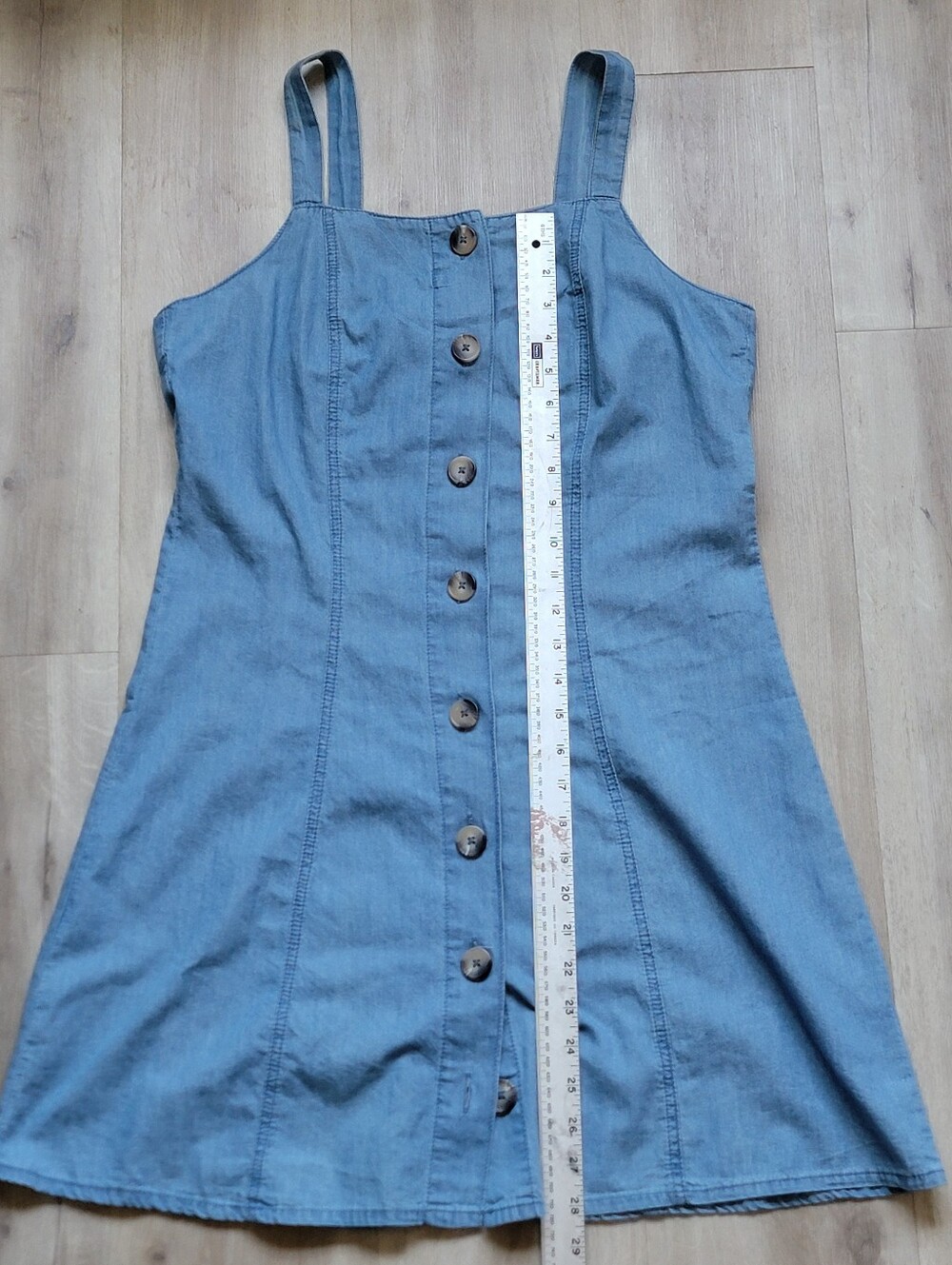 Blue Button-Front Denim Mini Dress